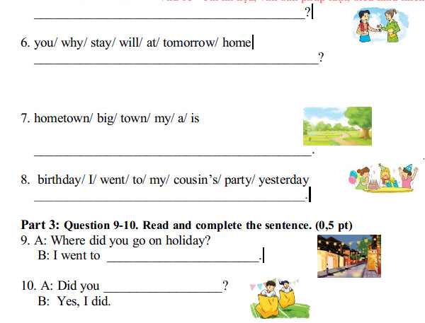 Đề thi học kì 1 môn tiếng Anh lớp 5