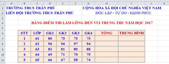 Đề thi Tin học 7 kì 1