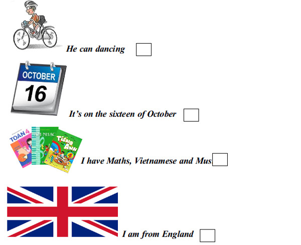 Đề thi học kì 1 môn tiếng Anh lớp 4 