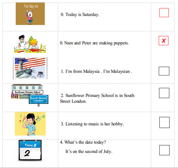 Đề kiểm tra học kì 1 môn tiếng Anh lớp 4 