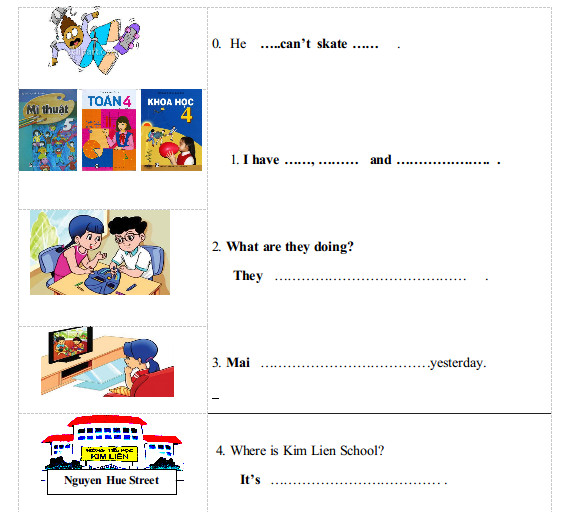 Đề kiểm tra học kì 1 môn tiếng Anh lớp 4 