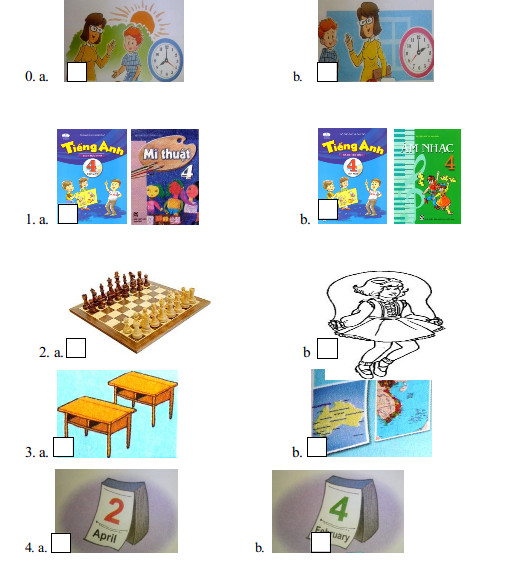 Đề kiểm tra học kì 1 lớp 4 môn tiếng Anh 