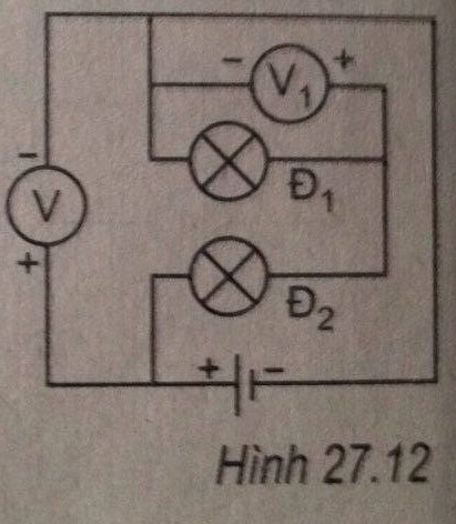 Giải bài tập SBT Vật lý lớp 7 bài 27: Thực hành: Đo cường độ dòng điện và hiệu điện thế đối với đoạn mạch nối tiếp