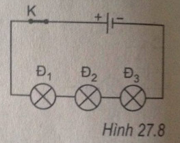 Giải bài tập SBT Vật lý lớp 7 bài 27: Thực hành: Đo cường độ dòng điện và hiệu điện thế đối với đoạn mạch nối tiếp