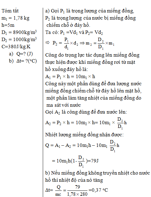 Giải bài tập SBT Vật lý lớp 8 bài 27: Sự bảo toàn năng lượng trong các hiện tượng cơ và nhiệt