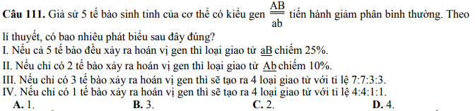 Đề thi minh họa môn sinh