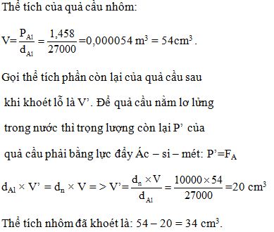 Giải bài tập SBT Vật lý lớp 8 bài 10: Lực đẩy Ác-si-mét