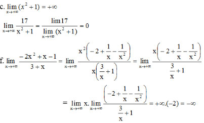 Giải bài tập Toán 11 Giới hạn của hàm số