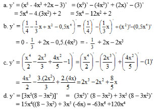 Giải bài tập Toán 11 Quy tắc tính đạo hàm