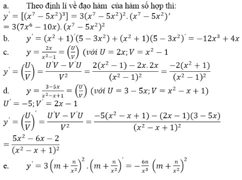 Giải bài tập Toán 11 Quy tắc tính đạo hàm