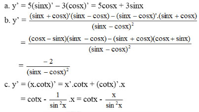 Đạo hàm của hàm số lượng giác