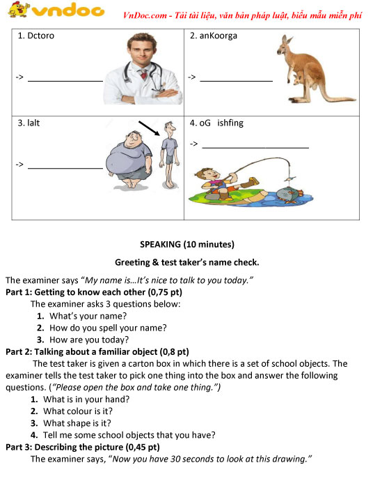 Đề thi giữa học kì 2 môn Tiếng Anh lớp 4 trường TH&THCS Lê Hồng Phong, Bến Tre năm học 2017 - 2018
