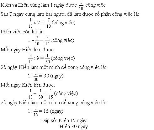 Chuyên đề Toán lớp 5: Dạng toán làm chung công việc
