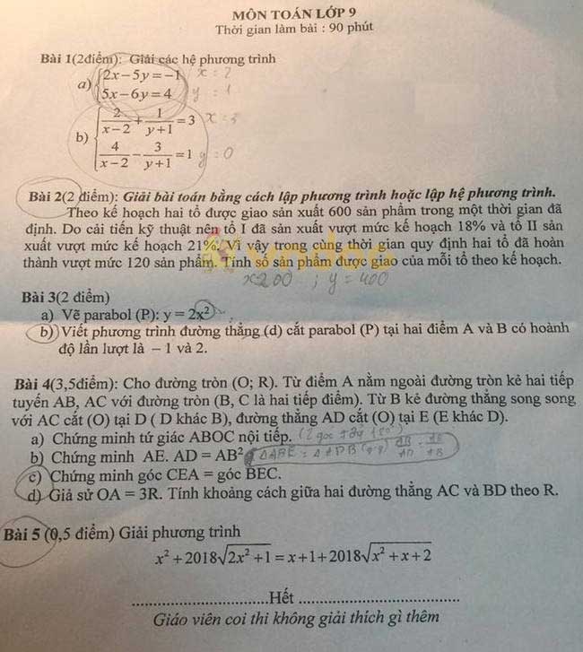 Đề thi giữa học kì 2 lớp 9 môn Toán trường THCS Lê Quý Đôn năm học 2017 - 2018