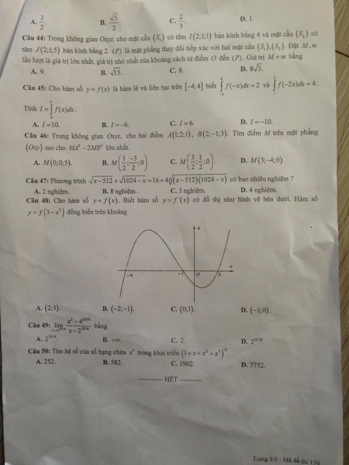Đề kiểm tra khảo sát chất lượng môn Toán lớp 12 
