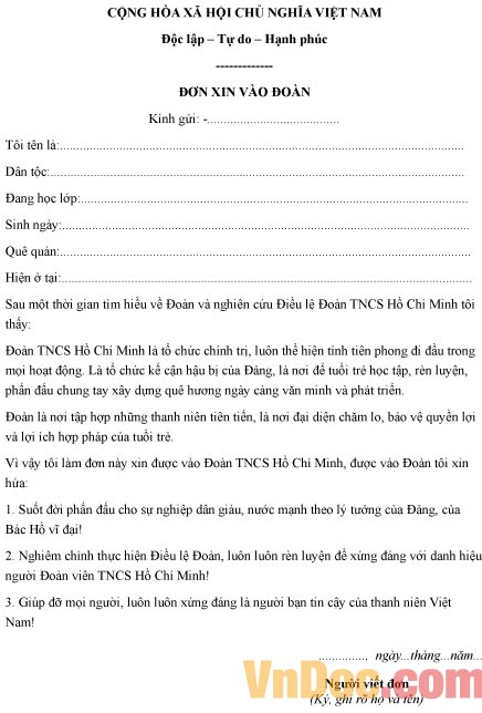 Đơn xin vào đoàn