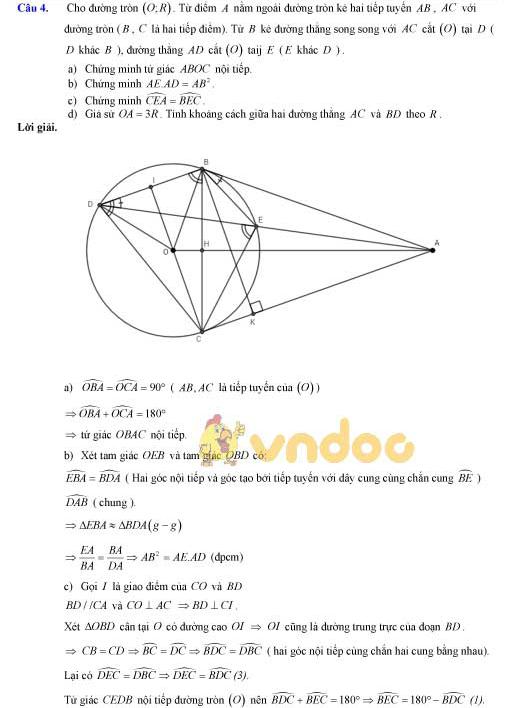 Đề thi giữa học kì 2 lớp 9 môn Toán Phòng GD&ĐT Quận Tây Hồ năm học 2017 - 2018