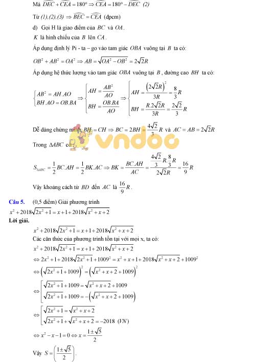 Đề thi giữa học kì 2 lớp 9 môn Toán Phòng GD&ĐT Quận Tây Hồ năm học 2017 - 2018