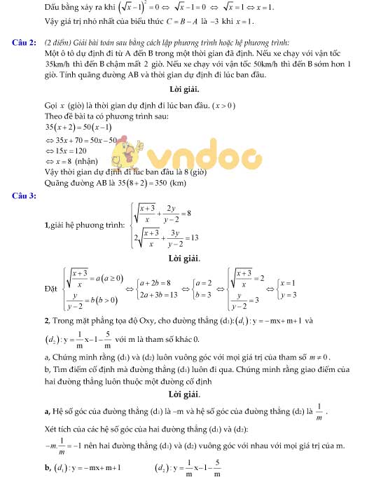 Đề thi thử vào lớp 10 môn Toán trường THPT Thăng Long năm học 2017 - 2018 (đợt 1)