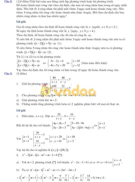 Đề thi giữa học kì 2 lớp 9 môn Toán Phòng GD&ĐT Ba Đình năm học 2017 - 2018