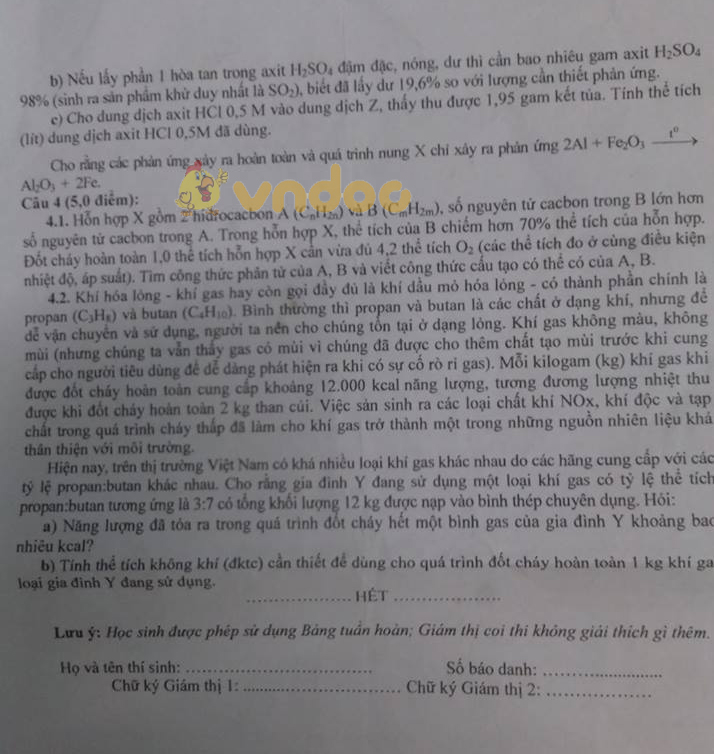 Đề thi chọn học sinh giỏi lớp 9 môn Hóa học Sở GD&ĐT Phú Yên năm học 2017 - 2018