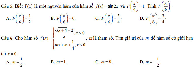 Chi tiết Đề thi thử THPT quốc gia môn Toán