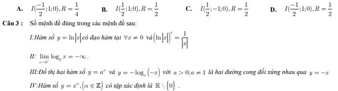 Đề thi thử THPT quốc gia môn Toán