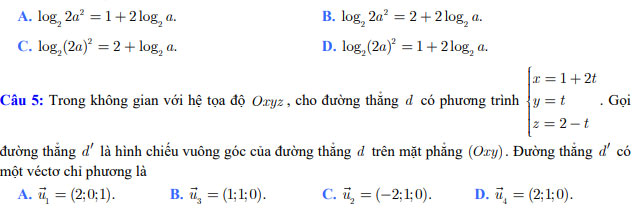 Đề thi thử THPT quốc gia môn Toán