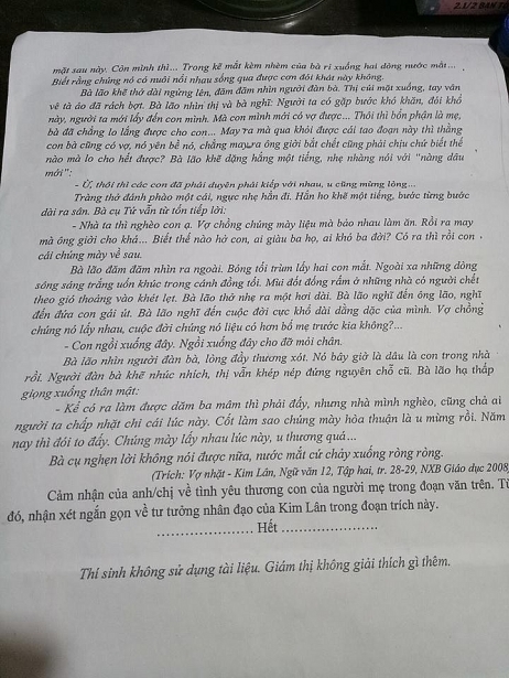 Đề thi học kì 2 Ngữ văn lớp 12
