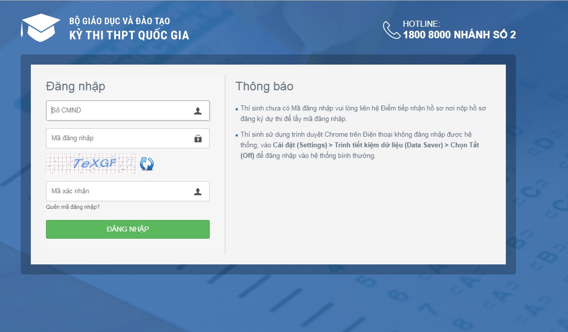 Hướng dẫn đăng nhập phần mềm thi THPT quốc gia 2018
