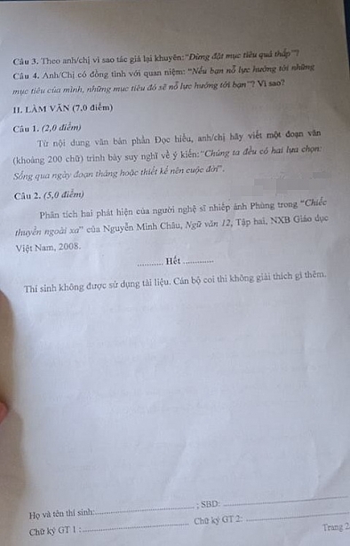 Đề thi học kì 2 môn Ngữ văn lớp 12 năm học 2017 - 2018 Sở GD&ĐT Lâm Đồng