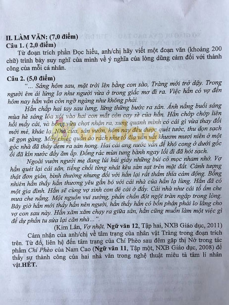 Đề thi thử THPT quốc gia môn Ngữ văn năm 2018