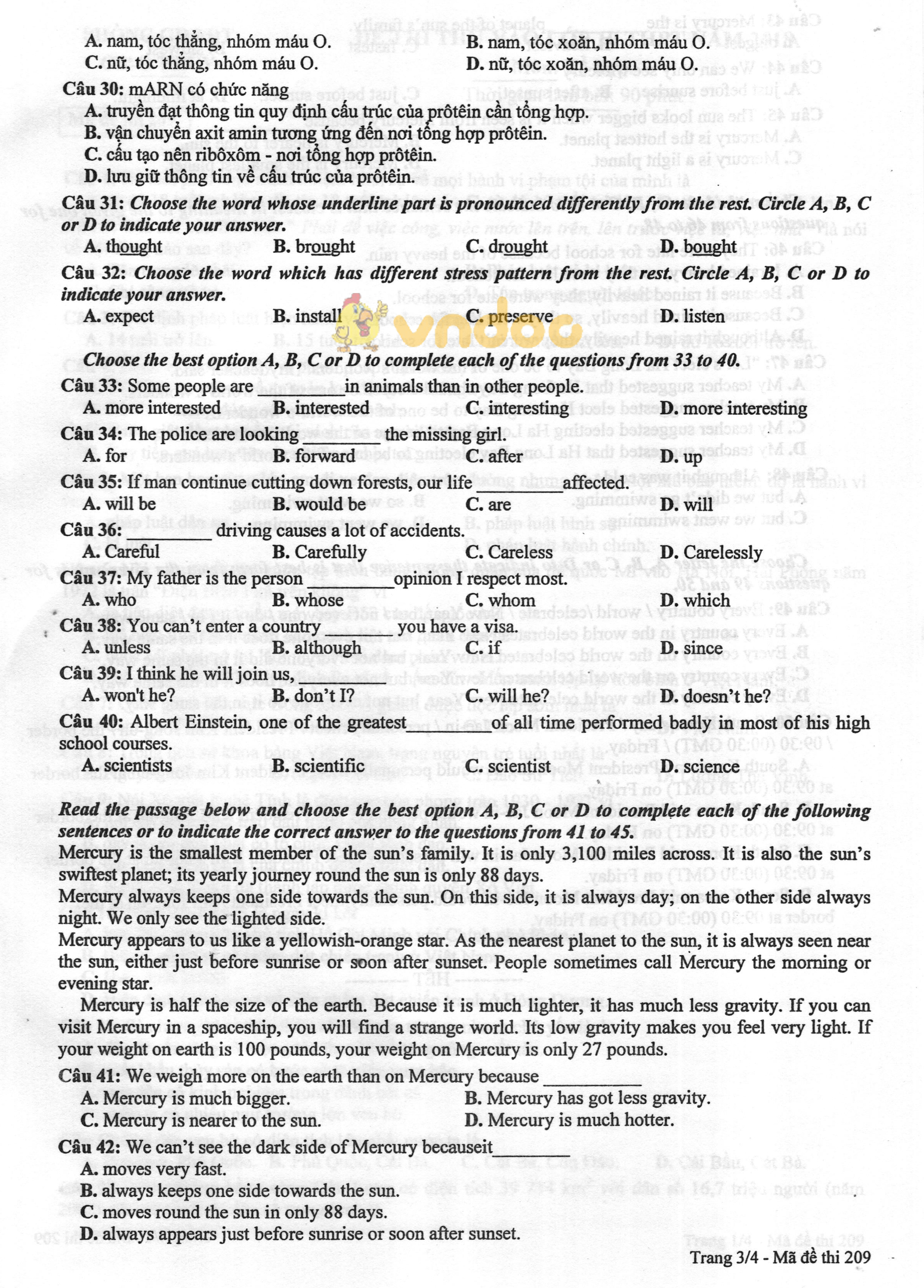 Đề thi thử vào lớp 10 môn Tổ hợp Phòng GD&ĐT Giao Thủy năm học 2018 - 2019