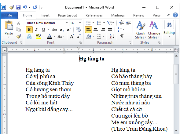 Giải bài tập SGK Tin học 6 bài 15: Chỉnh sửa văn bản