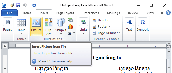 Giải bài tập SGK Tin học 6 bài 19: Thêm hình ảnh để minh họa