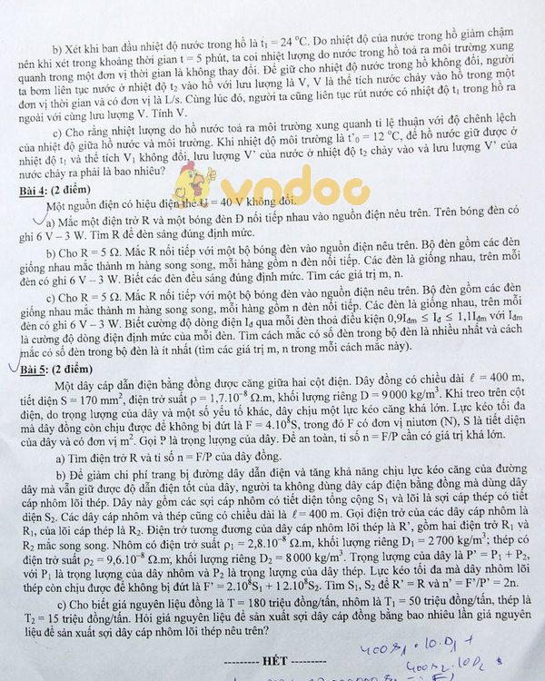 Đề thi tuyển sinh vào lớp 10 THPT Chuyên môn Vật lý Sở GD&ĐT Thành Phố Hồ Chí Minh năm học 2018 - 2019