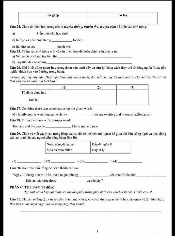 Đề thi đánh giá năng lực vào lớp 6