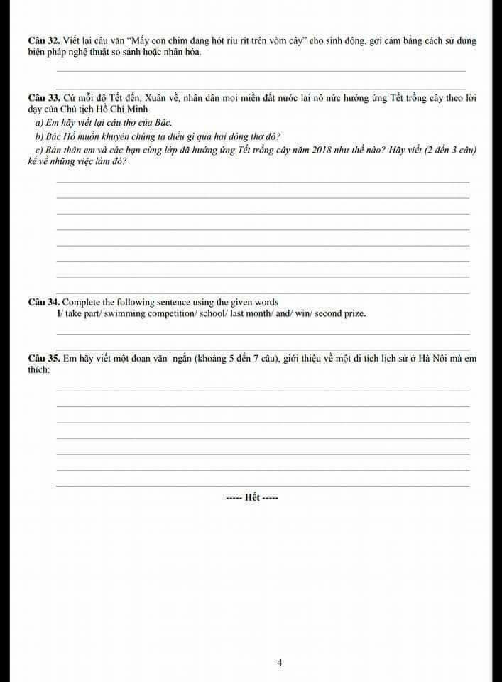 Đề thi đánh giá năng lực vào lớp 6