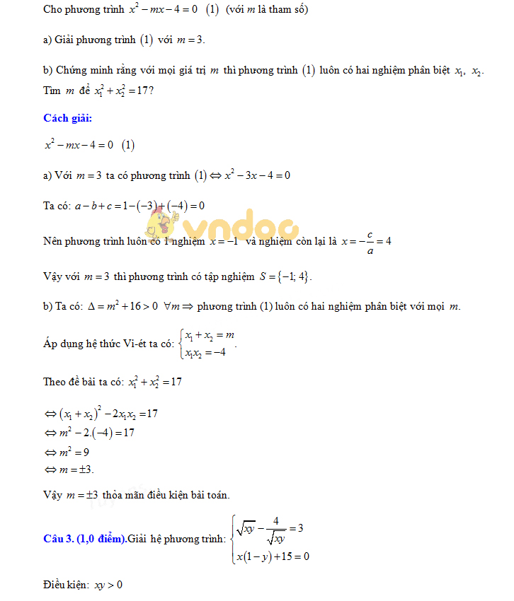 Đề thi tuyển sinh vào lớp 10 môn Toán Sở GD&ĐT Nam Định năm học 2018 - 2019