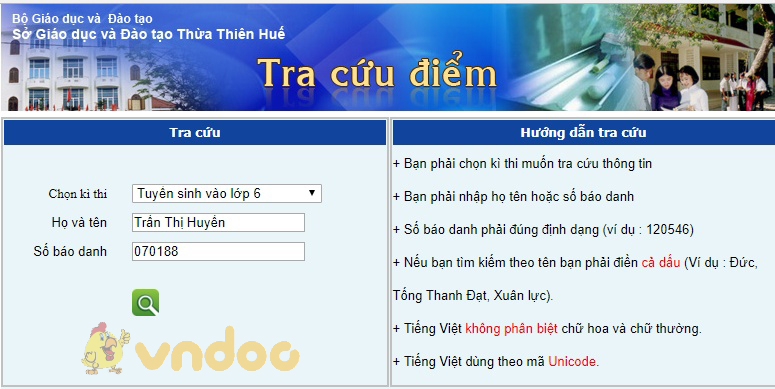 Điểm thi, điểm chuẩn lớp 10 THPT tỉnh Thừa Thiên Huế năm học 2018 - 2019