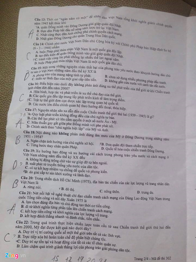 Đề thi THPT Quốc gia 2018 môn Lịch sử