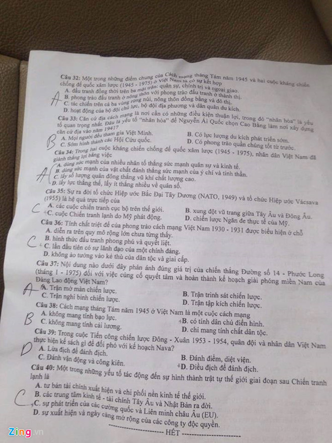 Đề thi THPT Quốc gia 2018 môn Lịch sử
