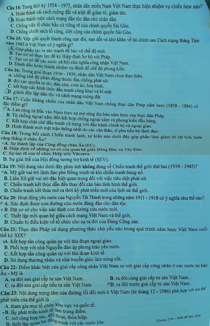 Đề thi THPT Quốc gia 2018 môn Lịch sử