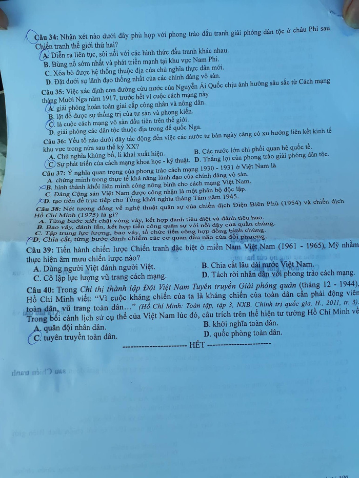 Đề thi THPT Quốc gia 2018 môn Lịch sử