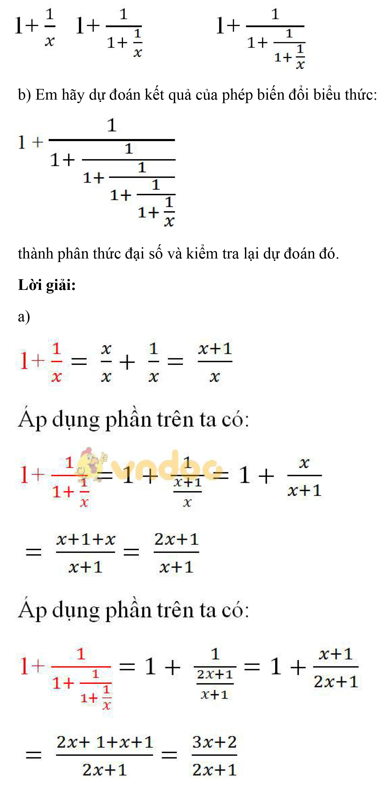 Giải bài tập SGK Toán lớp 8 bài 9: Biến đổi các biểu thức hữu tỉ. Giá trị của phân thức