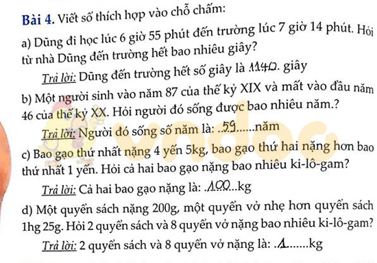 Cùng em học Toán 4 tuần 4 đề 2