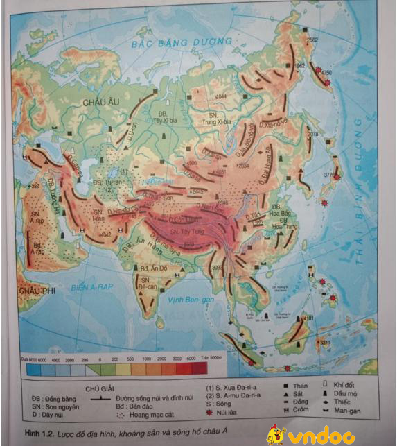 Giải bài tập SGK Địa lý 8 bài 1: Vị trí địa lí, địa hình và khoáng sản