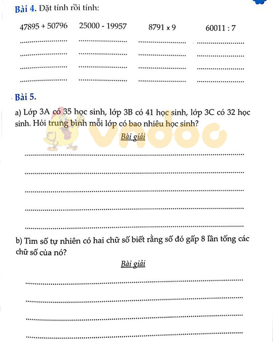 Cùng em học Toán lớp 4 Tuần 5 - Đề 1