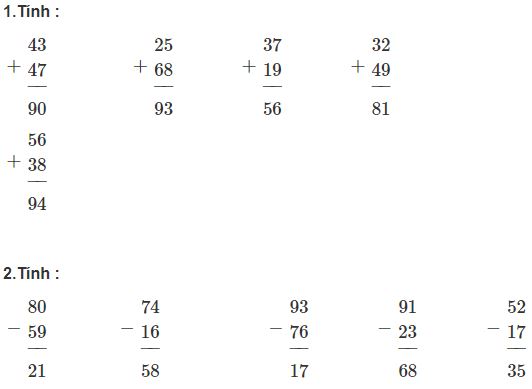 Giải vở bài tập Toán 2 bài 149: Luyện tập chung