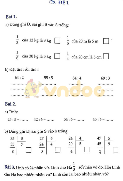 Đề bài Cùng em học Toán Tuần 6 - Đề 1